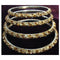 Three Line Stoned Studded Lac Bangles - Copper Golden